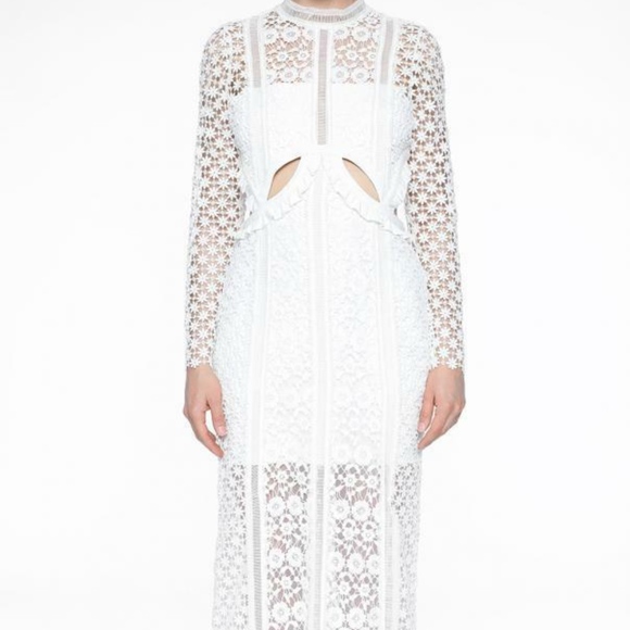 Self-Portrait Dresses & Skirts - SELF PORTRAIT LONG LACE DRESS White Floral Lace